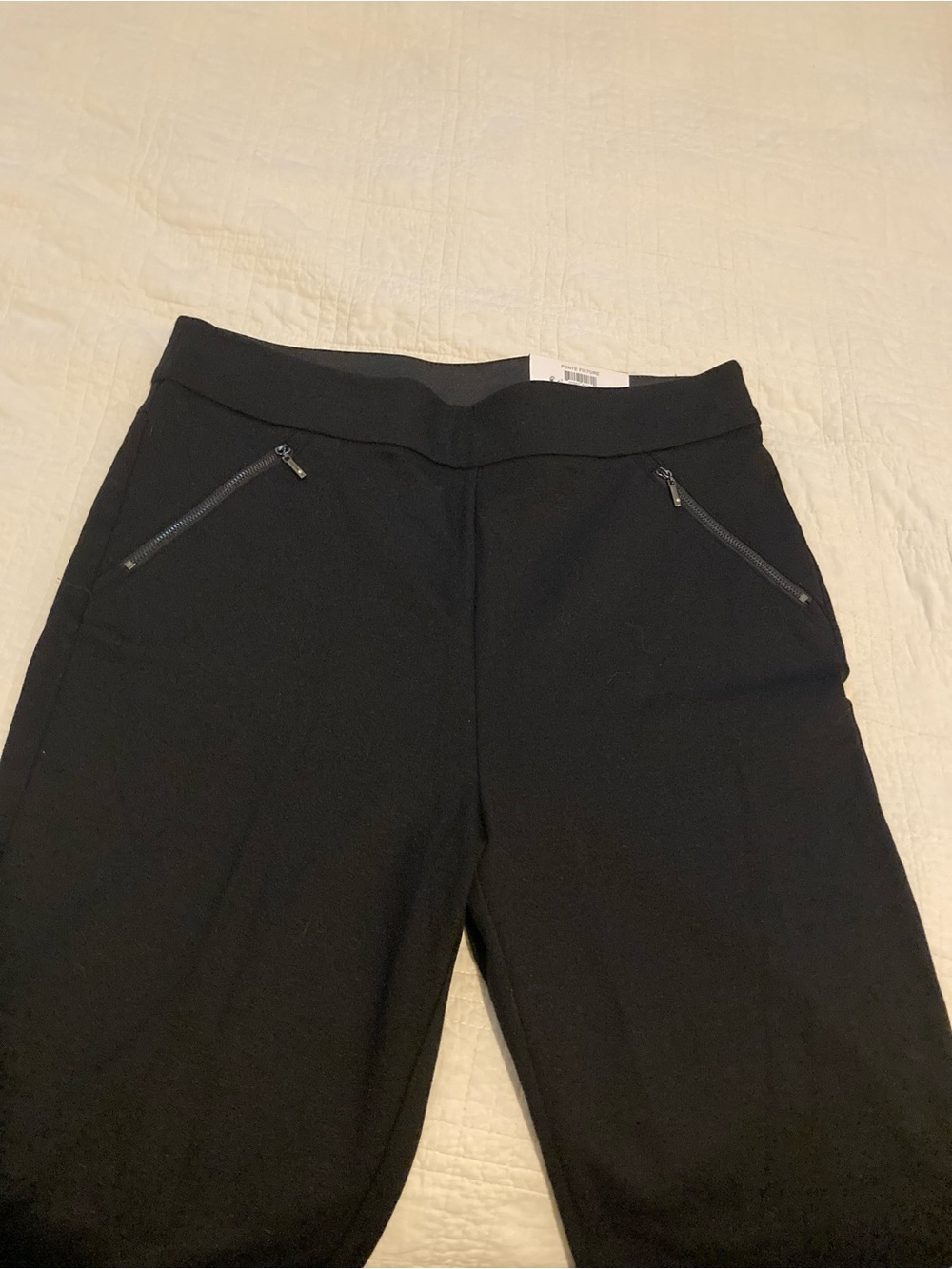 INC International Concepts Black Ponte Pull-On Pants with Zip Pockets